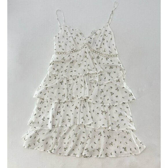 Forever 21 Tiered Floral Print Strappy Sleeve Mini Dress Size Sm Boho Prairie - Picture 10 of 12